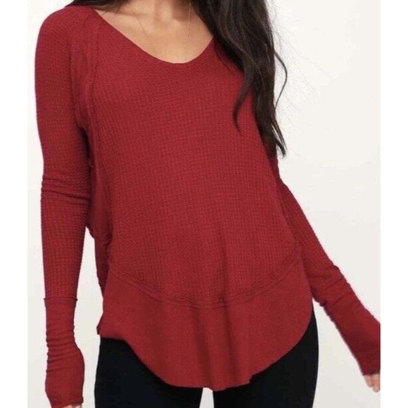 Free People Tops - Free People We the Free Catalina Thermal Tunic Top Long Sleeve Burgundy Women XS